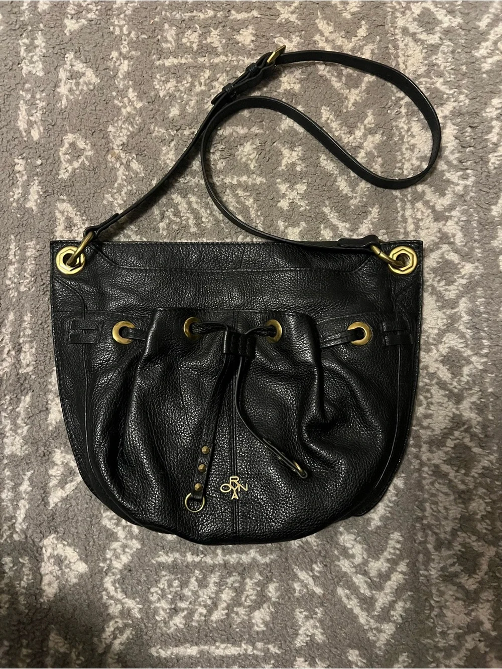 orYANI Celine Italian leather slouchy crossbody bag black gold-tone hardware